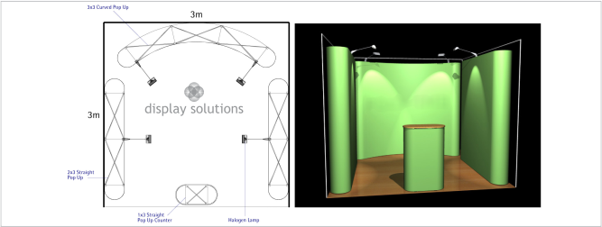 popup display exhibit solution 3x3m